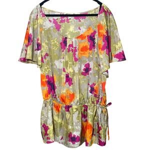 Agua Blues - Women's Size L - Silky Colorful Blouse